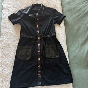 Chic Black Button-Front Midi Golf Dress